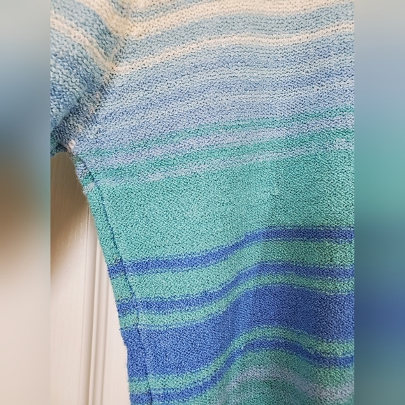 Susan Bristol Fish Beaded Hand Embroidered Shells Colorful V-NeckSweater, Large - Picture 10 of 11